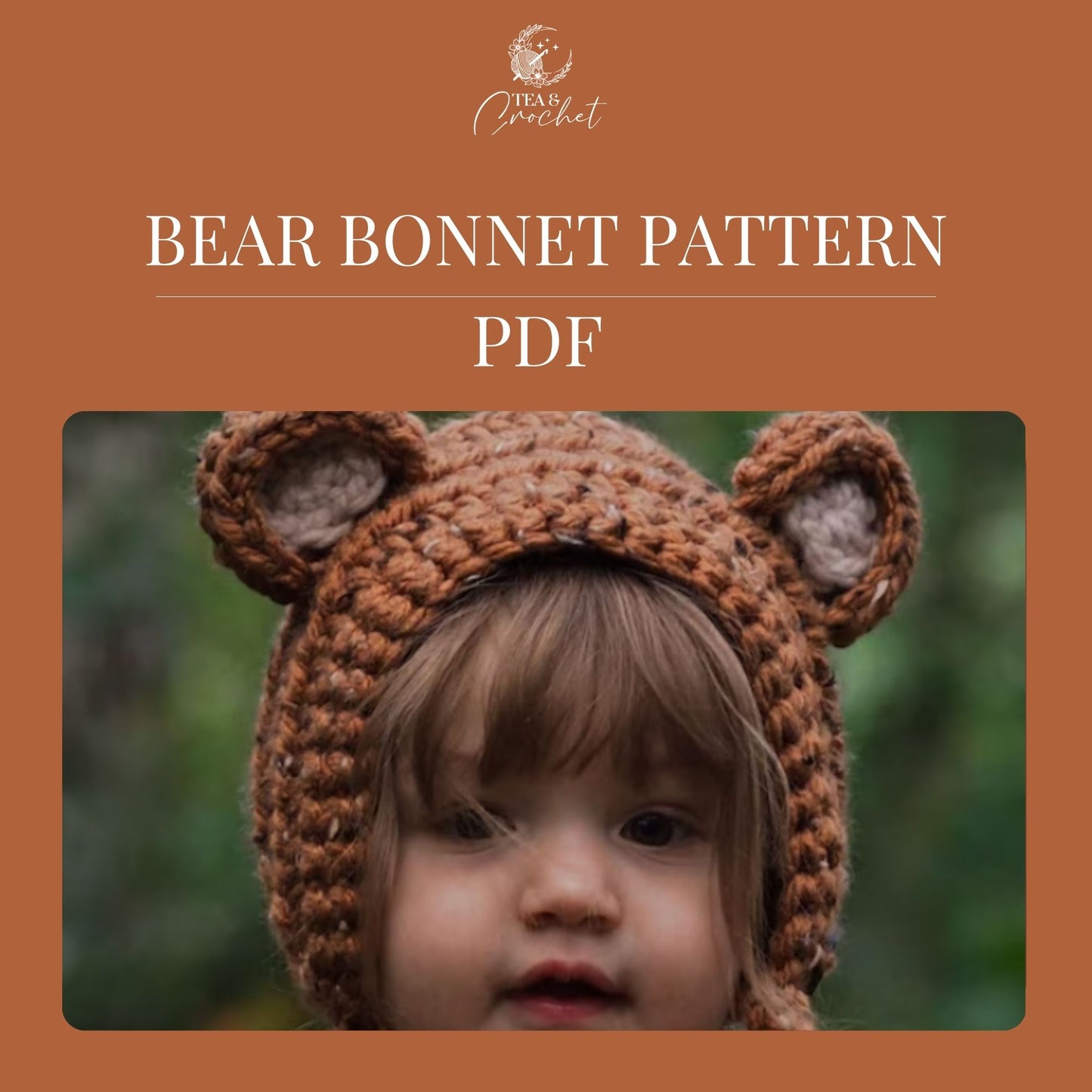 Bear bonnet PDF crochet pattern