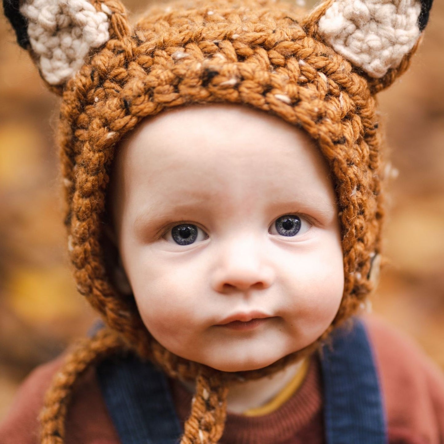 Gingerbread Fox Bonnet with ties