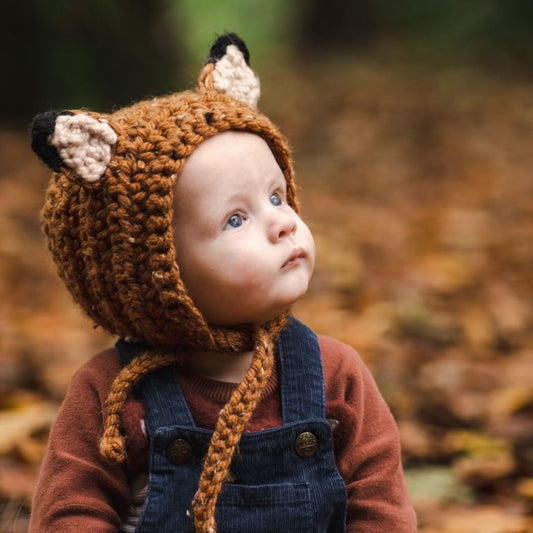 Gingerbread Fox Bonnet with ties