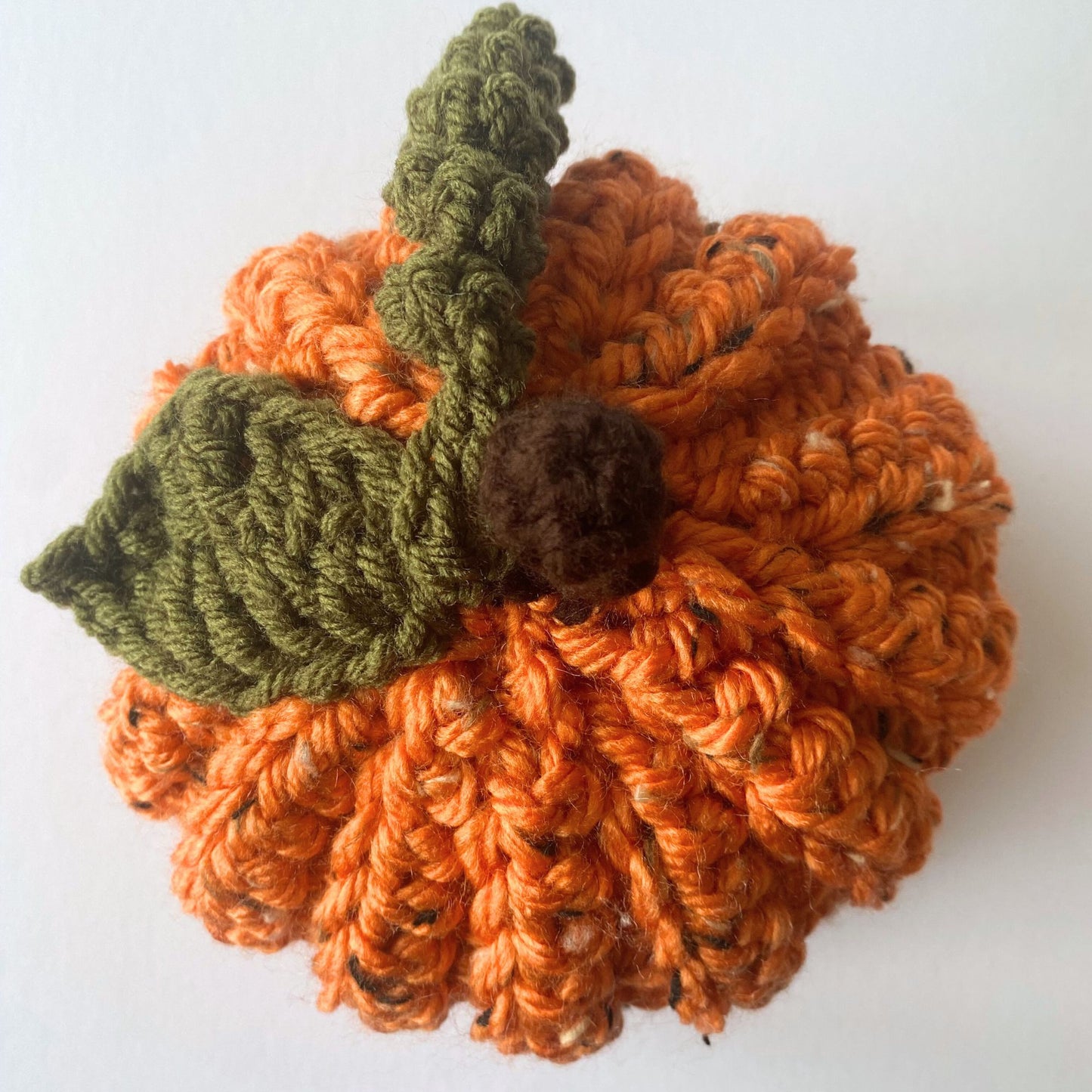 Pumpkin beanie hat with leaf and stalk