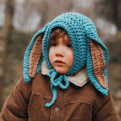 Spring Floppy eared bunny bonnet with inner ears and ties