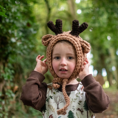 Christmas Handmade Deer bonnet with antlers and ties