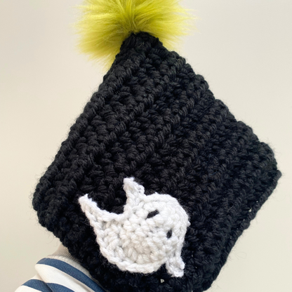 Halloween Super Chunky ghostie pixie bonnet with pom