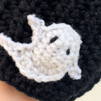 Halloween Super Chunky ghostie pixie bonnet with pom