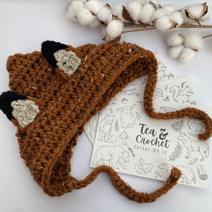 Gingerbread Fox Bonnet with ties