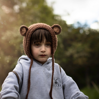 Spring Bear bonnet with ties