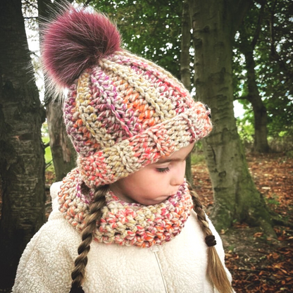 Husky beanie hat with faux pompom