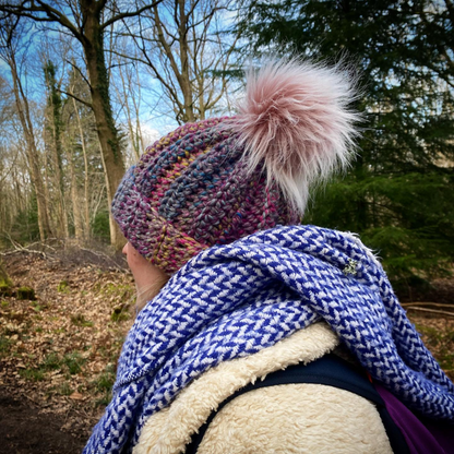 Husky beanie hat with faux pompom